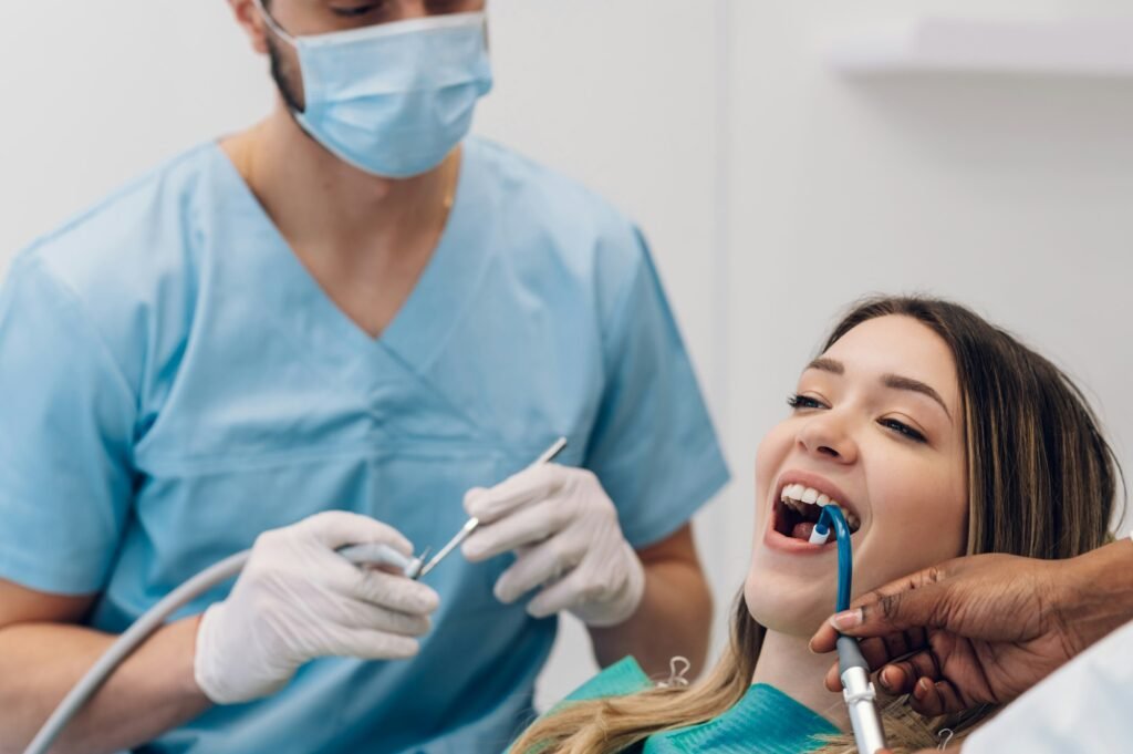 Cosmetic dentistry consultation and exam at a Houston dental office